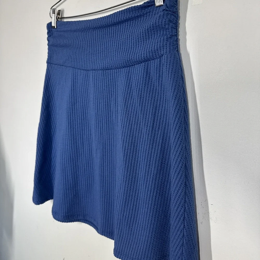 Toad & Co Chaka Skirt Blue Ribbed Knit A-Line Pull On Size L Travel Boho Casual - Picture 3 of 10